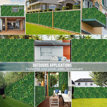 Artificial Boxwood Panels, Grass Wall Panels 20"x20"(12pcs), Privacy Hedge Fence Screen with UV Protection, Fake Greenery Backdrop for Indoor Wedding and Outdoor Garden Backyard