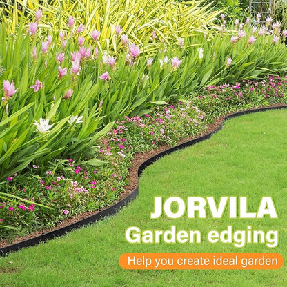 Landscape Edging, 1.5" x 100' Plastic Garden Edging with 120 Pcs Metal Spikes, Flexible Garden Border for Lawn, Landscaping, Flower Beds