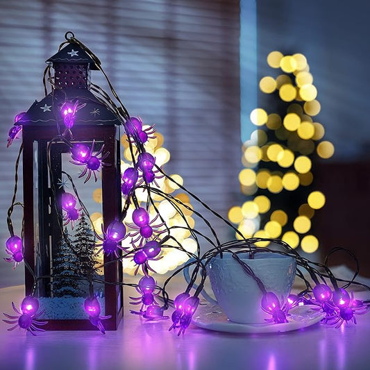 Oopswow Halloween Decor Spider String Lights, Solar String Light,2PACK 20ft 30 LED Outdoor Decorative Lights for Patio, Garden, Gate, Yard, Halloween Christmas Decoration (2Pack,Spider)