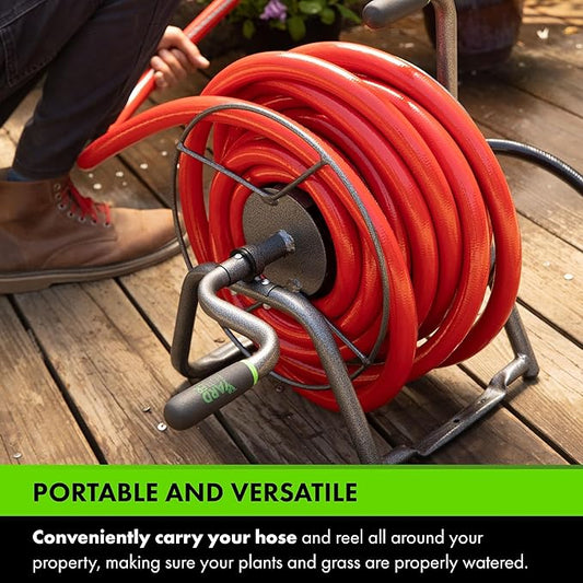 Yard Butler Portable Ground/Wall Mount Hose Reel, 75ft - Leakproof Hose Storage Solution - Durable Powder Coated Steel Construction - Rust Resistant Outdoor Watering Accessory - Tangle-Free Operation