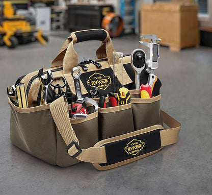 The Ryker Bag Personalized Name 14-inch Tool Bag Organizer gifts for him. Heavy Duty Tool Bags for Men/Women. Wide Mouth Tool Bag Small. 22 Pockets Toolbag mens gifts