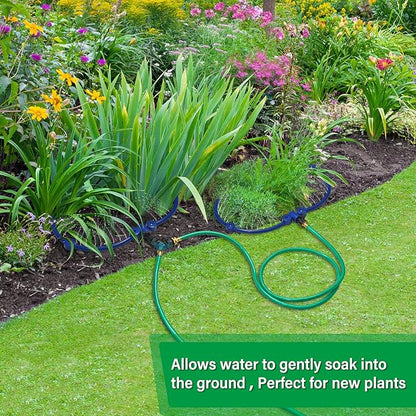 ZZM 360°Tree Water System Tree Watering Ring Circle Sprinkler and Irrigation System Targeted Water with Y Hose Splitter for New Tree Outdoor Plants Raised Garden Beds Shrubs (Small)