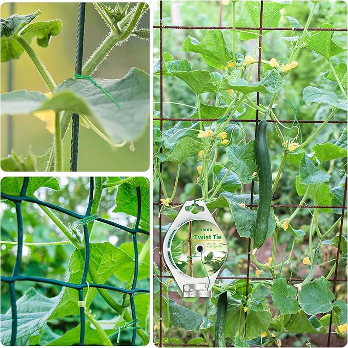 YMHB Twist Ties, 656Feet (200m) Green Garden Plant Ties with Cutter, Green Twist Ties for Gardening Tomatoes Vines Tie Garden Ties, Plant Support and Office Home Cable Organizing