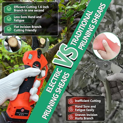 Cordless Electric Pole Pruning Shears,Suoxin 2-in-1 Handheld & Telescopic Tree Trimmer with 6.2FT Foldable Extension Pole, SK5 Blade,1.6" cutting diameter,LCD Display,2×4Ah Batteries for Garden Use
