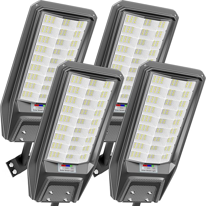 4‑Pack Solar Street Light, Super Bright LED Solar Powered Street Lamps with Motion Sensor, Dusk to Dawn, IP67 Waterproof for Yard, Garden, Parking Lot, Driveway, Farm