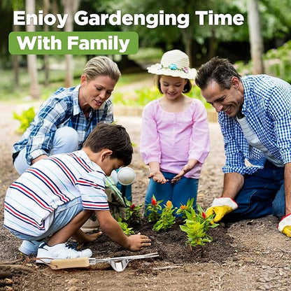 WORKPRO Weed Puller Tool, Metal Leverage Base and V-Shaped Forks for Easy Weed Removal & Deeper Root Digging, Heavy Duty Stainless Steel with Wood Handle, Manual Hand Weeder for Gardening