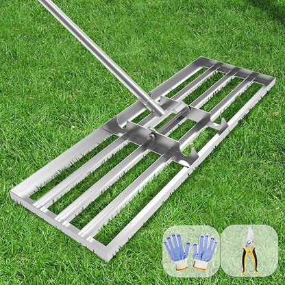 Lawn Leveling Rake 45" 6.5ft Lawn Leveler Ground Full Stainless Steel Leveling Landscape Rake Topdressing Spreader Levelawn Tool for Backyard, Garden, Golf Couse, Farm, Pasture