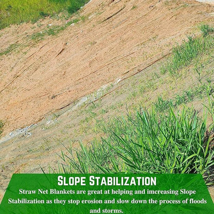 Farm Plastic Supply - Extra Large Straw Erosion Control Blanket - Straw Garden and Landscape Cover, Erosion Control Blanket, Straw Blanket, Erosion Control, Slope Stabilizer (8' x 562.5' - 8 Rolls)
