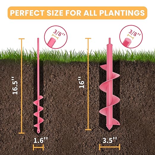 TCBWFY Garden Auger Drill Bit Set - 3.5 x 16 Inch & 1.6 x 16.5 Inch Auger Drill Bits for Planting - Heavy-Duty Garden Tools for Bulbs, Flowers, and Vegetables