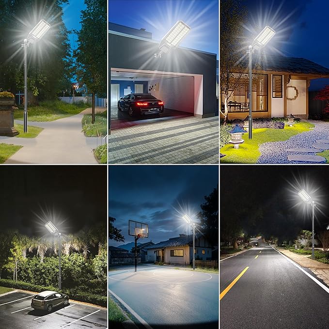 10000W Solar Street Light - 600000 Lumens, Dusk-to-Dawn, Waterproof, Ideal for Commercial & Outdoor Parking Lots - Energy-Efficient Solar-Powered, 3-Year Warranty