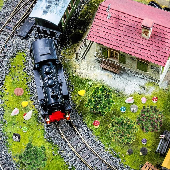 Hoteam 72 Pcs Miniature Garden Accessories Mini Moss Garden Animals Rabbit Owl Miniature Figurines Fake Diorama Trees Natural Outdoor Sheet for DIY Fairy Craft Decor