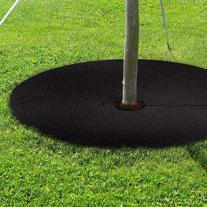 32.5 Inch Non-Woven Tree Mulch Ring 6 Pack, Weed Barrier Mat,Degradable Tree Mulch Used to inhibit Weed Growth and Landscape Weed Control Plant Root Protection (Black-6 pack-32.5")