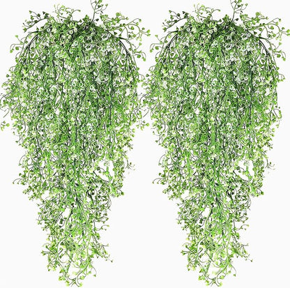 Toprooms Hanging Fake Plants,4 Pcs Faux Eucalyptus Leaf Greenery Vine Plant Faux Plants Fake Ivy Room Decor Home Garden Wedding Party Indoor Outdoor Decorations (White 4P)