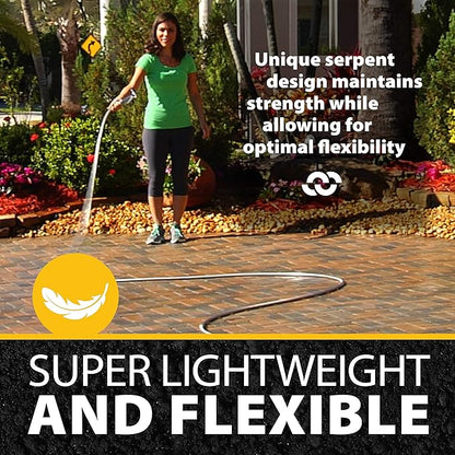 BIONIC STEEL 100 Ft Metal Garden Hose with Sprayer Nozzle, Non Kinking Designed Stainless Steel Heavy Duty Water Hose 100 Ft x 5/8 in. Flexible NON Expandable for Uninterrupted Water Flow, 500 PSI