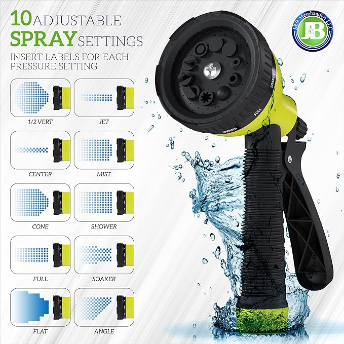 J&B XpandaHose 75ft Expandable Garden Hose – Ultra-Strong 3750D, 4-Layer Latex Core, Brass 3/4" Connectors, 10-Pattern Nozzle & Storage Bag – Lightweight, Kink-Reducing, Leak-Resistant