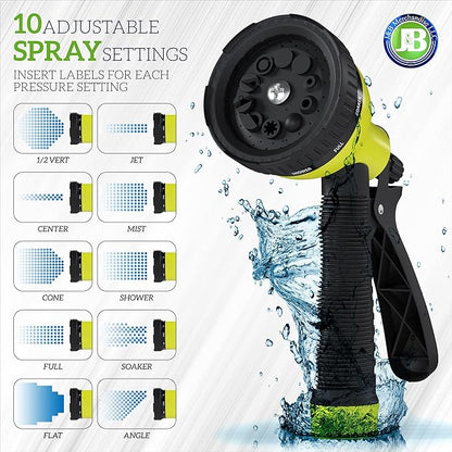 J&B XpandaHose 75ft Expandable Garden Hose – Ultra-Strong 3750D, 4-Layer Latex Core, Brass 3/4" Connectors, 10-Pattern Nozzle & Storage Bag – Lightweight, Kink-Reducing, Leak-Resistant