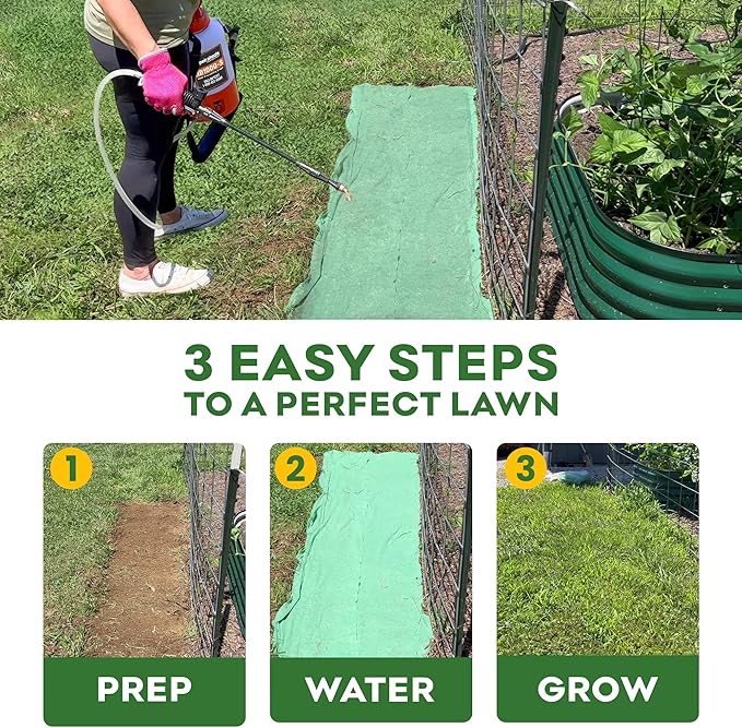 Petramax ReadyRoll Biodegradable Grass Seed Mat for Lawn (108 ft.) - All Year Green 3-in-1 Tall Fescue & Kentucky Grass Seed Rolls w/Mulch & Fertilizer - Lawn Repair Patch - Just Roll, Water, Grow