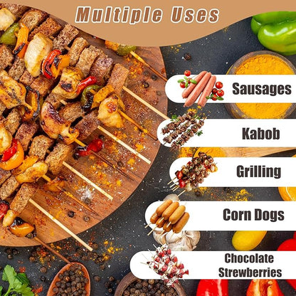 300PCS 16" Bamboo Skewers Sticks for Barbecue Smores Roasting Marshmallows Chocolate Fountain Plant Stakes Fruit and Crafting,Φ=4mm