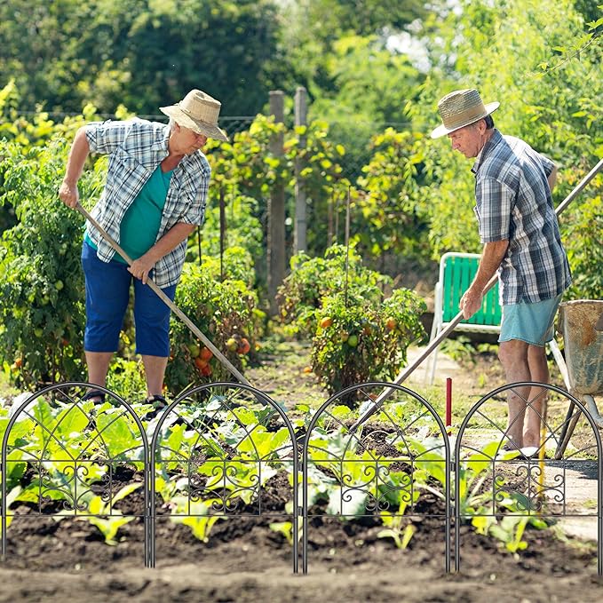 Garden Fence Panel, 25.7in(h) x 19.6in(l) Arched No Dig Fencing Border Outdoor, Rustproof Metal Animal Barrier for Pet, Garden Edging Border for Garden, Yard,Flower Beds.