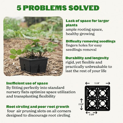 Epic Gardening Reusable Seed Starter Tray - 4 Cell 3"/32 Seedling Starter Trays - Easy Watering, Indoor Greenhouse, Plant Starter, Gardener-Friendly for Seedlings | UV-Treated & BPA-Free - Black