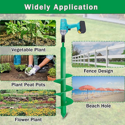 Auger Drill Bit for Planting, 4x25Inch Garden Earth Auger, Spiral Drill Hole Rapid Planter Seedling & Bedding Plant,Ground Planting Drill Bit Auger Post Hole Digger for 3/8''Hex Drive Drill