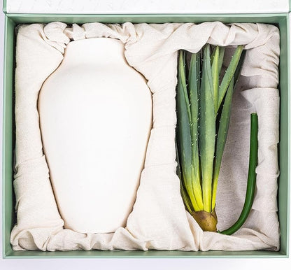 Vase and Succulents White Textured Ceramic Vase 10.5 Inch with Aloe Plant 19 Inch Minimalist Vases for Centerpieces Home Decor with Faux Aloevera Leaf Agave Plant in Decorative for Entryway Decor