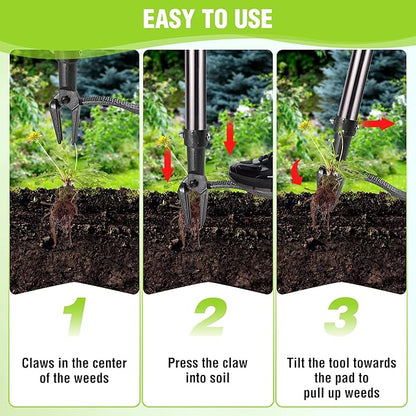 WORKPRO Weed Puller Tool with Long Adjustable Handle (33", 46"), Stand Up Heavy Duty Weed Remover- 4 Claw Steel Head & Foot Pedal for Easy Weeding, Detachable Dandelion Picker for Lawn/Yard/Garden
