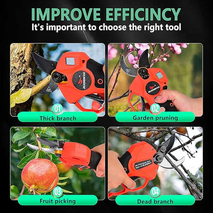 Cordless Electric Pole Pruning Shears,Suoxin 2-in-1 Handheld & Telescopic Tree Trimmer with 6.2FT Foldable Extension Pole, SK5 Blade,1.6" cutting diameter,LCD Display,2×4Ah Batteries for Garden Use
