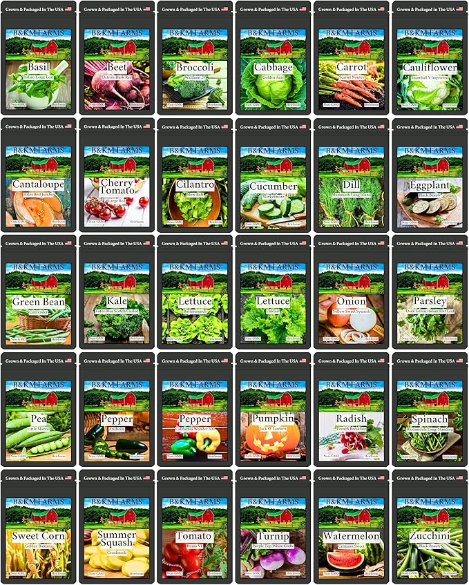 Beginner Survival Seed Vault: 20,000+ Heirloom & Non-GMO Seeds (30 Easy to Grow Varieties) by B&KM Farms