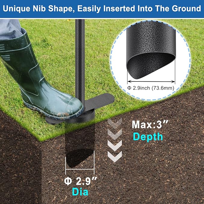 BeneLabel Hand Held Grass Plugger Tool with Push Pull Long Handle Lawn Plug Tool with Soft Rubber Grip Garden Bulb Planter for Digging Holes, Planting, Lawn Repair and Transplant Seedling