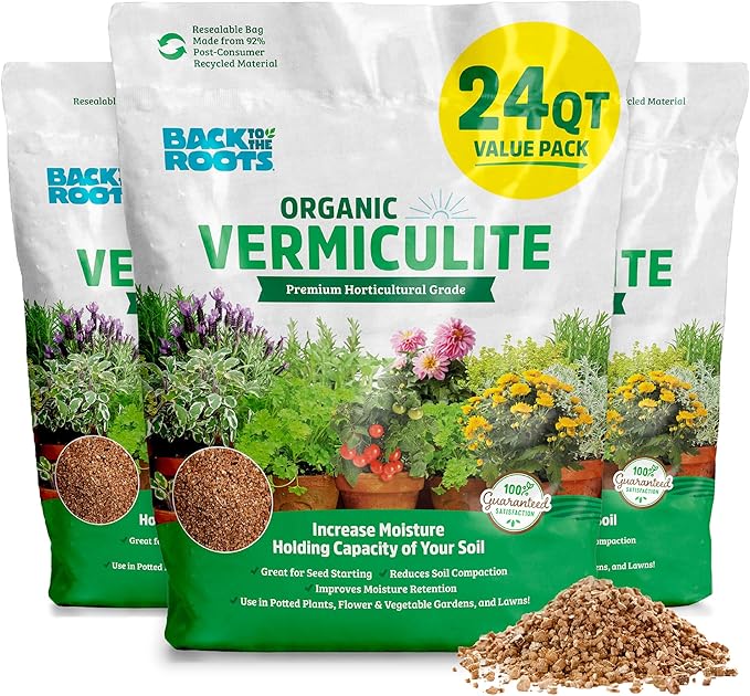 Back to The Roots 100% Organic Vermiculite (24 qt Value Pack) | Made in The USA | Premium Nutrition for Indoor and Outdoor Plants