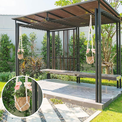 Extra Long Macrame Plant Hanger, 2 Pack Boho Hanging Planters Baskets for Indoor Plants Decorative Braided Cotton Rope Flower Pot Holder with Metal Hook Rings for Outdoor Home Decor, 34 Inches