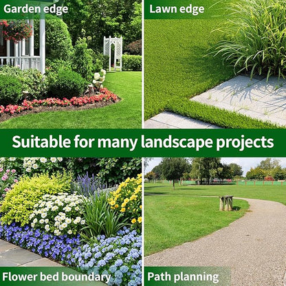 4 in x 50 Ft Garden Landscape Edging, No Dig Garden Edging Border Kit with 92 Pcs Spikes for Flower Bed Lawn Yard Grass Brown