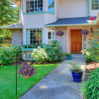 Artificial Hanging Flower Plants with Basket for Spring Summer Outdoor Decoration, Faux Petunias Flowers Fake Morning Glories Planter for Outside Patio Garden Porch Balcony Yard Decor(Purple)