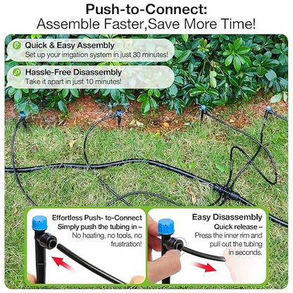 MIXC Quick Connector Drip Emitters for 1/4" Tubing, Adjustable Flow, 360° Fan-Shaped Sprayer (Drip Emitter Stream, 40 Packs)