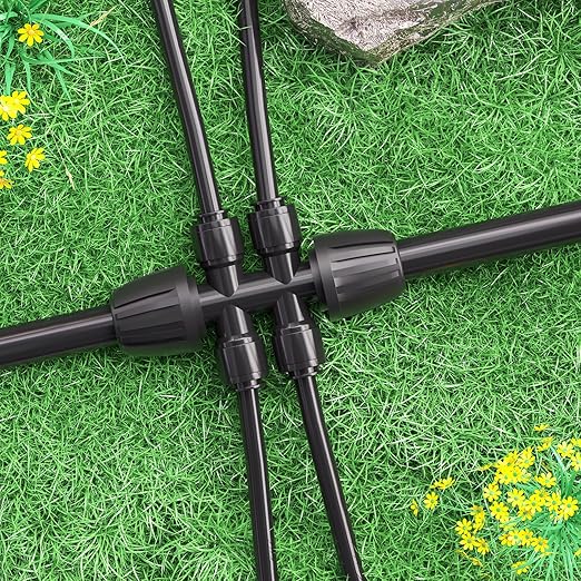 MIXC 4 Packs 1/2''to 1/4''Barbed Tee Quick Connector,Drip Irrigation Fittings for 4-Way Connector