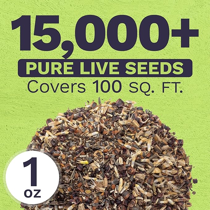 Deer Resistant Wildflower Seed Mixture - Bulk 1 Ounce Packet - Over 15,000 Deer Tolerant Seeds - Open Pollinated and Non GMO