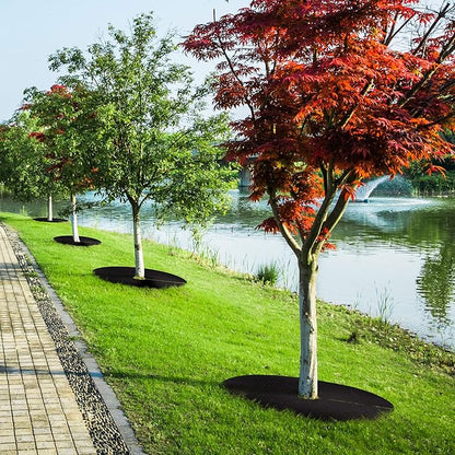 32.5 Inch Non-Woven Tree Mulch Ring,Reusable Tree Weed Barrier Mat,Degradable Tree Mulch Used to inhibit Weed Growth and Landscape Weed Control Plant Root Protection (4 Pack)
