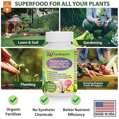 GARDENERA Premium Organic Seaweed & Kelp Superfood for Bonsai Trees Plants - 8 oz - Liquid Kelp Fertilizer Concentrate (Makes 45 Gallons)