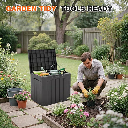 32 Gallon Deck Box Outdoor Indoor Waterproof Storage Box for Patio Furniture, Pool Accessories, Garden Tools, and Cushion Storage, Gray