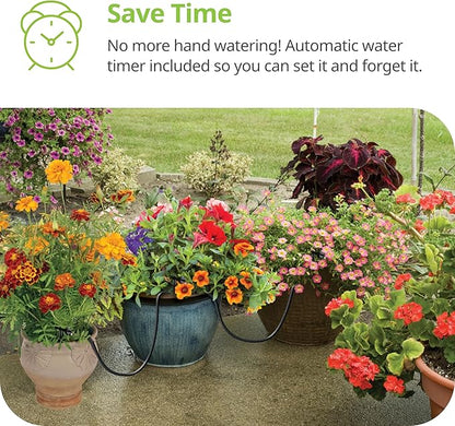 Raindrip R560DP Drip Watering System, Automatic Drip Irrigation System with Timer for Containers and Hanging Baskets, Waters up to 20 Plants, Includes 20 Drippers, Black