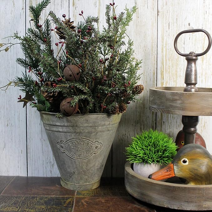 CVHOMEDECO. Farmhouse Galvanized Wall Planter Rustic Metal Flower Holder Wall Mount Flower pots for Garden and Wall Decor, Set of 2