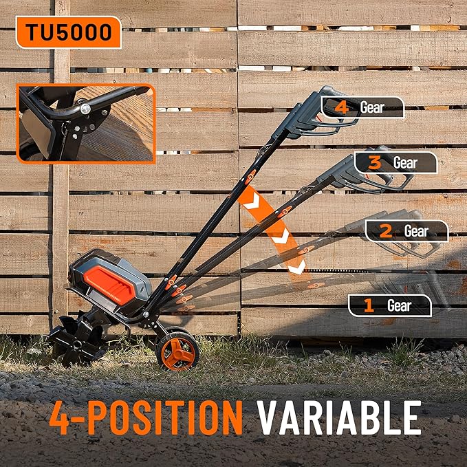 Cordless Electric Tiller Garden Cultivator TaskStar 40V Power Tiller Total 5000mAhx2 Battery Powered Rototiller 14" Width 9"Depth Tiller for Gardening,Dynamical Brushless Motor Enable Smooth Workflow