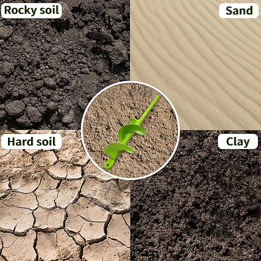 TCBWFY 4 Pack Garden Auger Spiral Drill Bits – Heavy Duty Steel,Corrosion Resistant – Perfect for Post Holes,Earth & Lawn Augering,Planting Bulbs & Trees