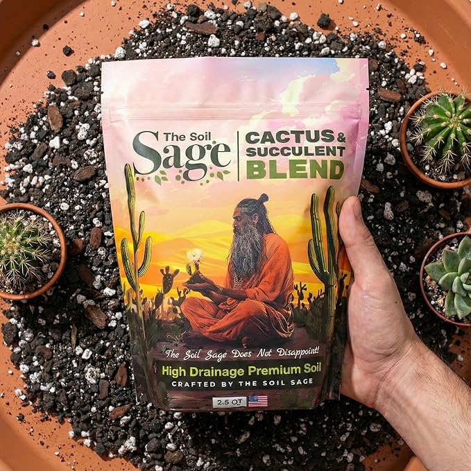 Soil Sage Cactus & Succulent Potting Mix 2.5Qt - Premium Fast Draining Soil for Indoor Plants and Aloe Vera - High Drainage Blend for Healthy Roots and Growth - Made in USA (Cactus / 2.5 QT)