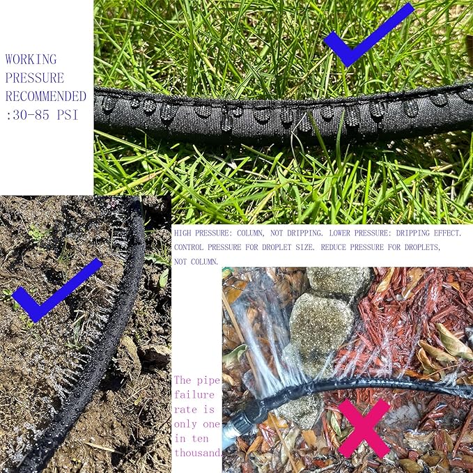 2025 Flat Soaker Hose 150 ft for Garden, 150' (75ft x 2) Linkable Drip Hose Diy Garden Irrigation System Saving 80% Water, Dual-layer Leak-free Design Water Hose with Holes