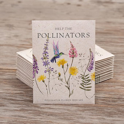 Bentley Seed Co. | Help Pollinators Kraft Hummingbird | 25 Non-GMO, Non-Coated Wildflower Seed Packets for Planting | Flower Seeds | Garden Seed to Grow Live Plants | A Beautiful Gift