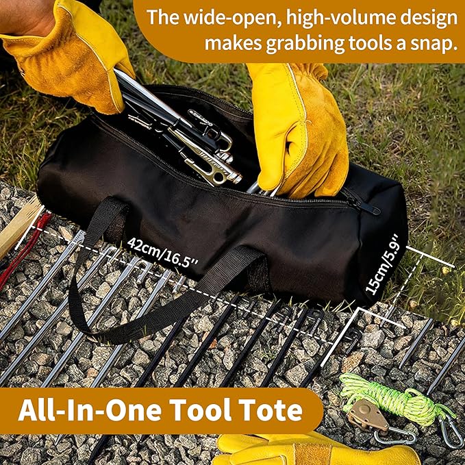 Waterproof Camping Gear Tool Bag - Roll Up Tool Organizer for Camping & Hiking - Portable Canvas Tool Tote with Multiple Compartments | Bushcraft Gear Storage (Green (length 42* 15cm in diameter))