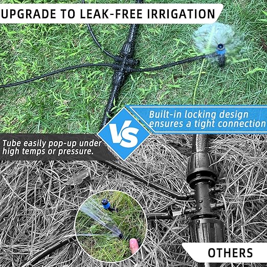 Push-to-Connect Drip Irrigation System Adjustable Irrigation System for Garden Raised Bed Automatic Plant Watering System Complete Drip Irrigation Kit with Drip Emitters, Tubing, Connectors