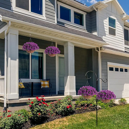 Artificial Hanging Flower Plants with Basket for Spring Summer Outdoor Decoration, Faux Petunias Flowers Fake Morning Glory Planter for Outside Patio Garden Porch Balcony Yard Decor(Lotus)